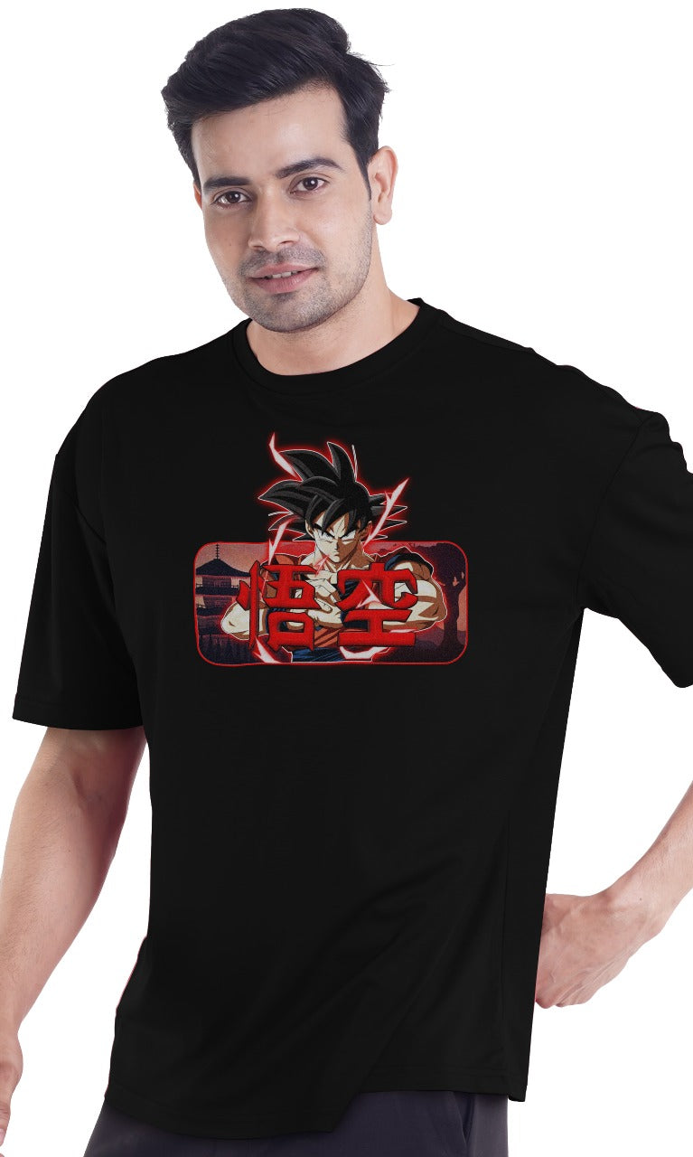 Goku Red Flame Printed Oversized T-shirt