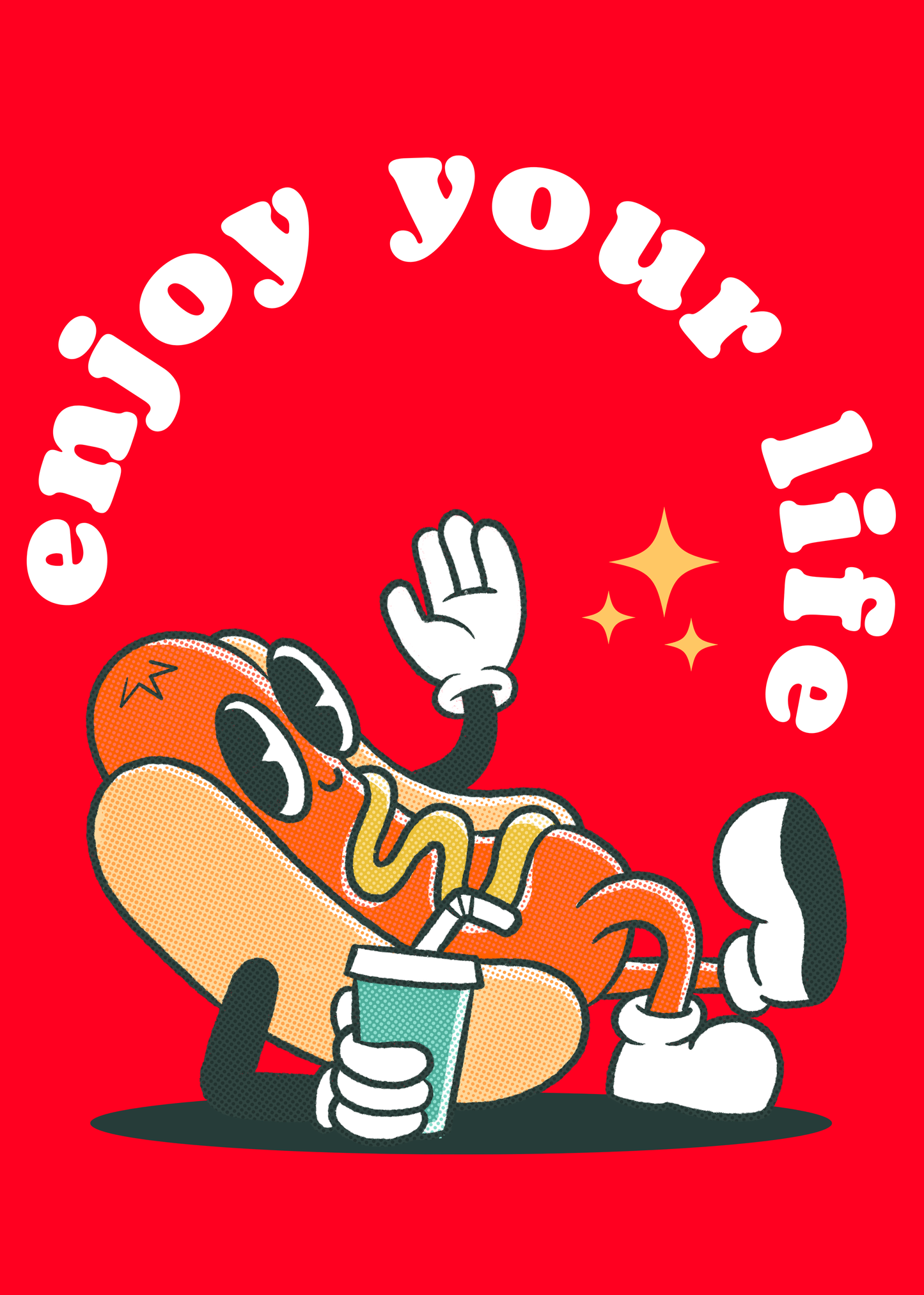 Hotdog Enjoy Your Life Printed Kid T-shirt