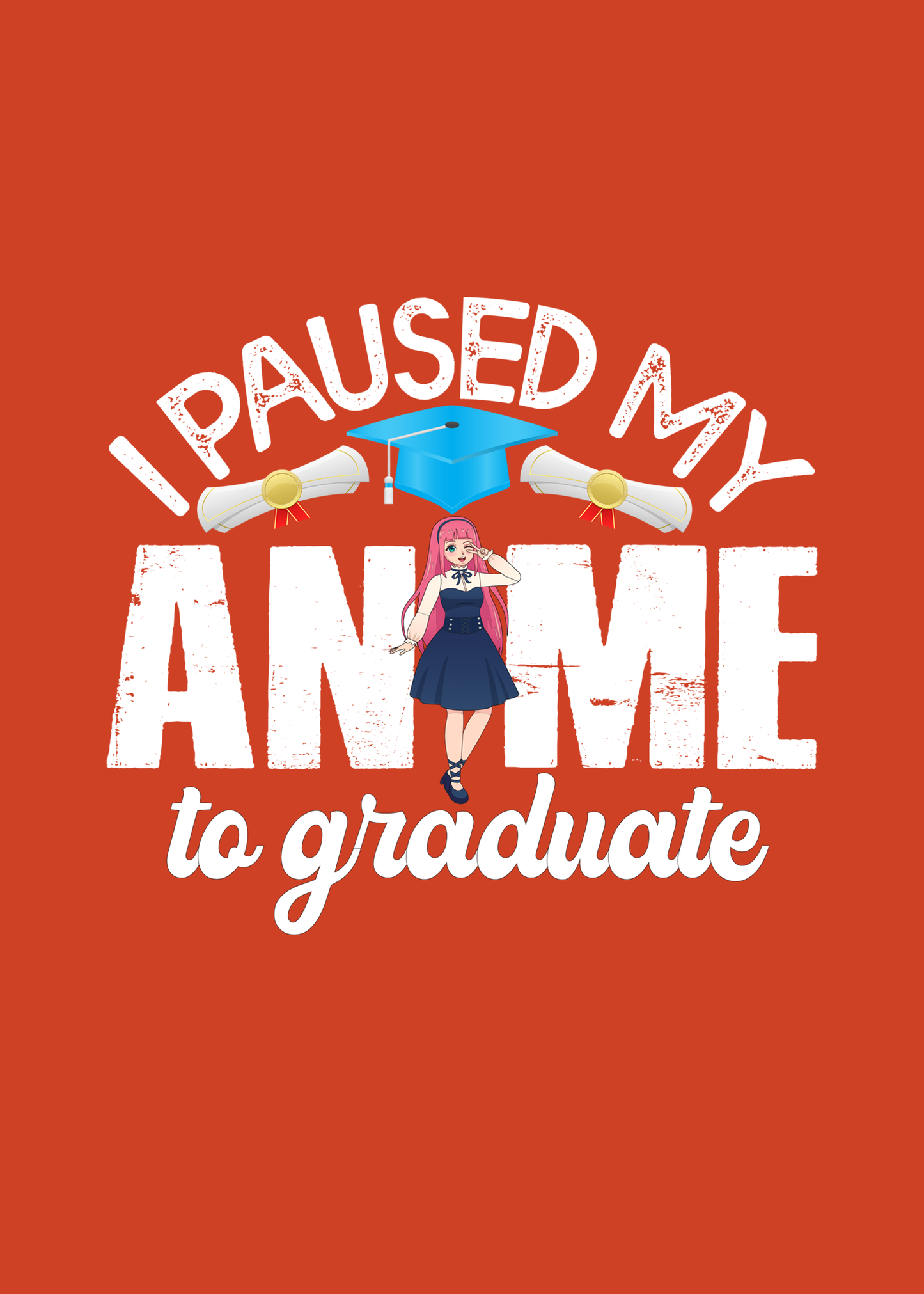 I Paused My Anime For Graduate Orange Printed Half Sleeve T-Shirt