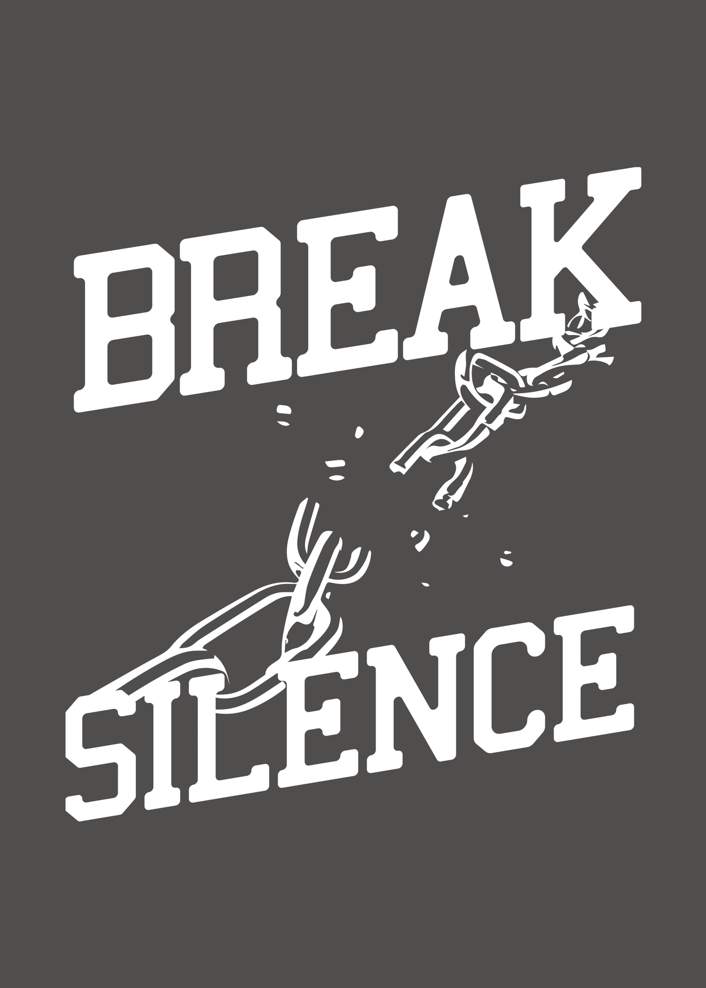 Break The Silence Dark Grey Printed Half Sleeve T-Shirts
