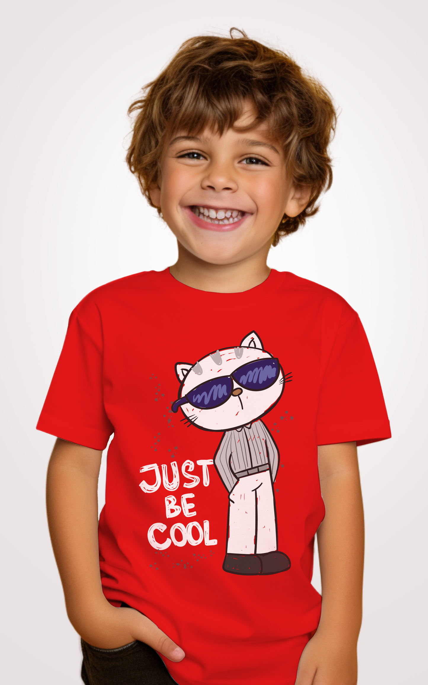 Cool Cat Printed Kid Red T-shirt