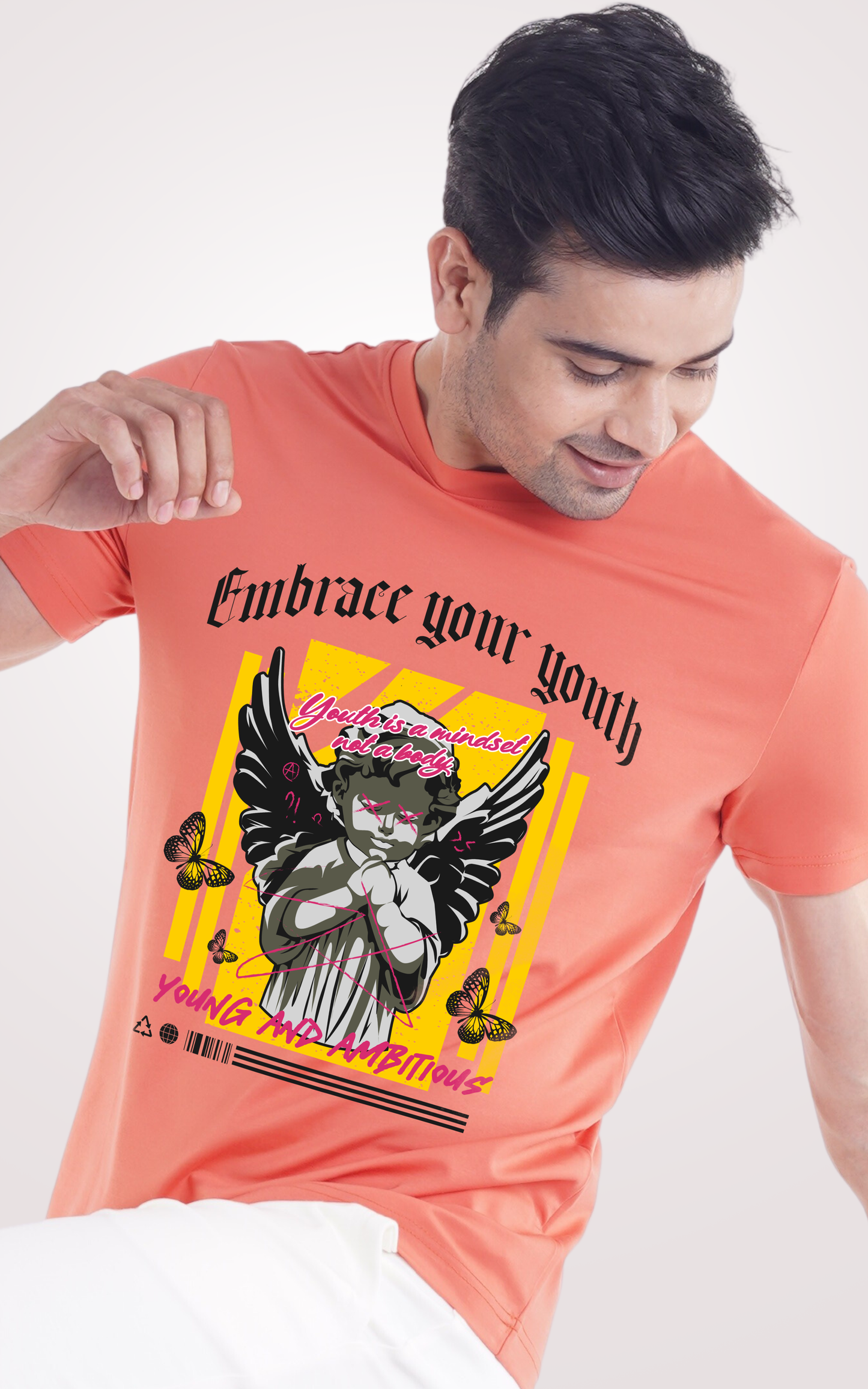 Embrace your youth Half Sleeves Orange T-Shirt