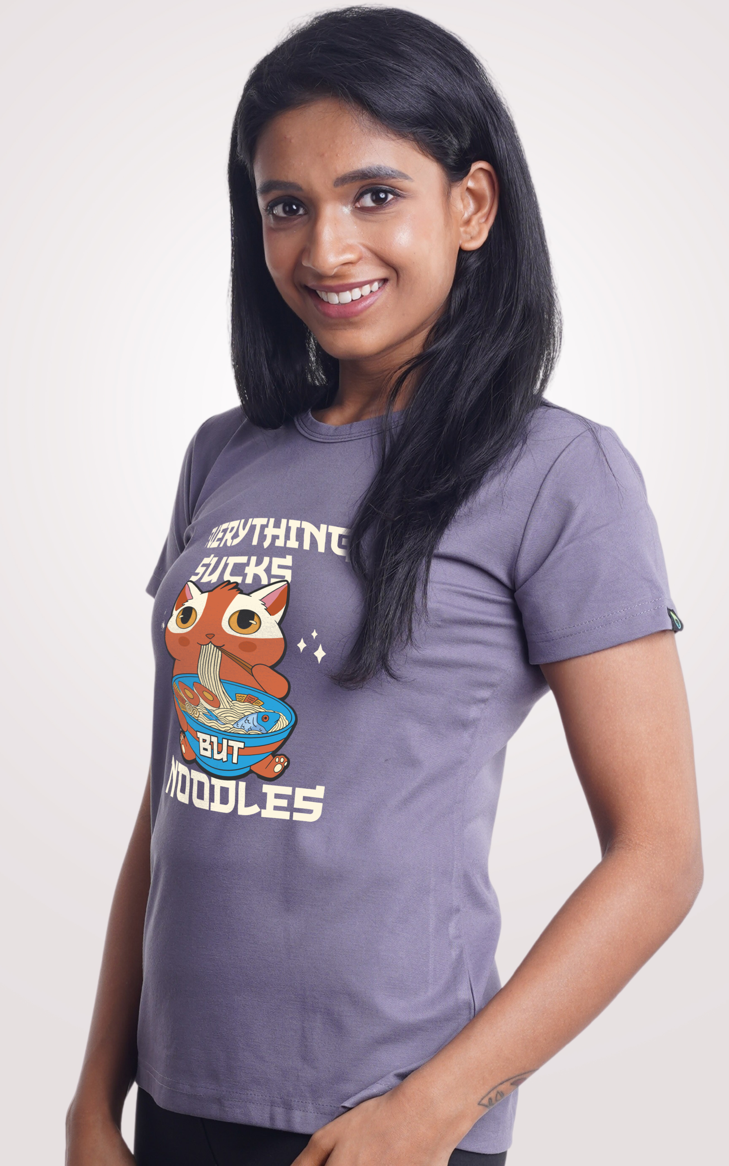 Everything Sucks But Noodles Printed Half Sleeve T-Shirts