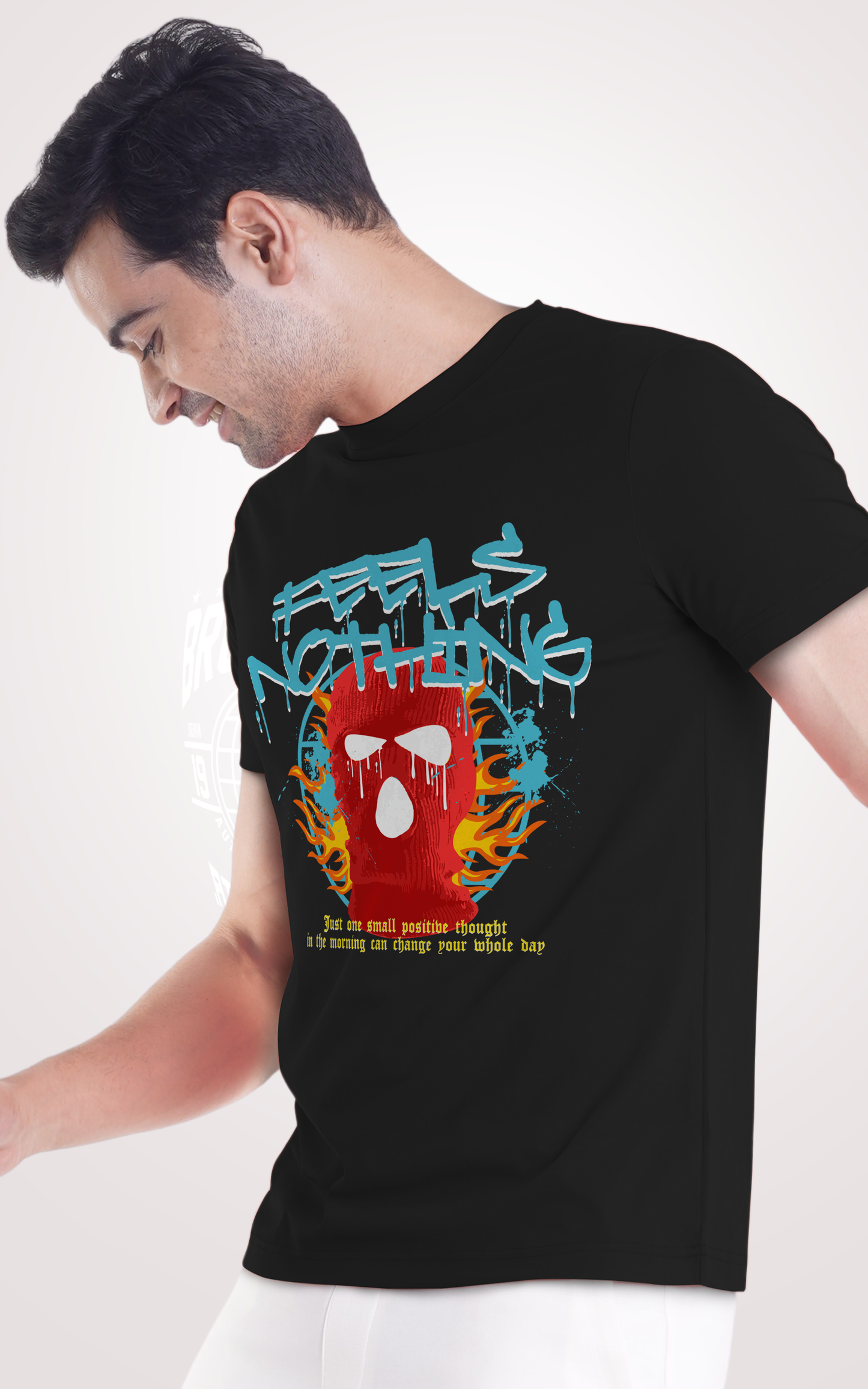 Feel Nothings Half Sleeves Black T-Shirts