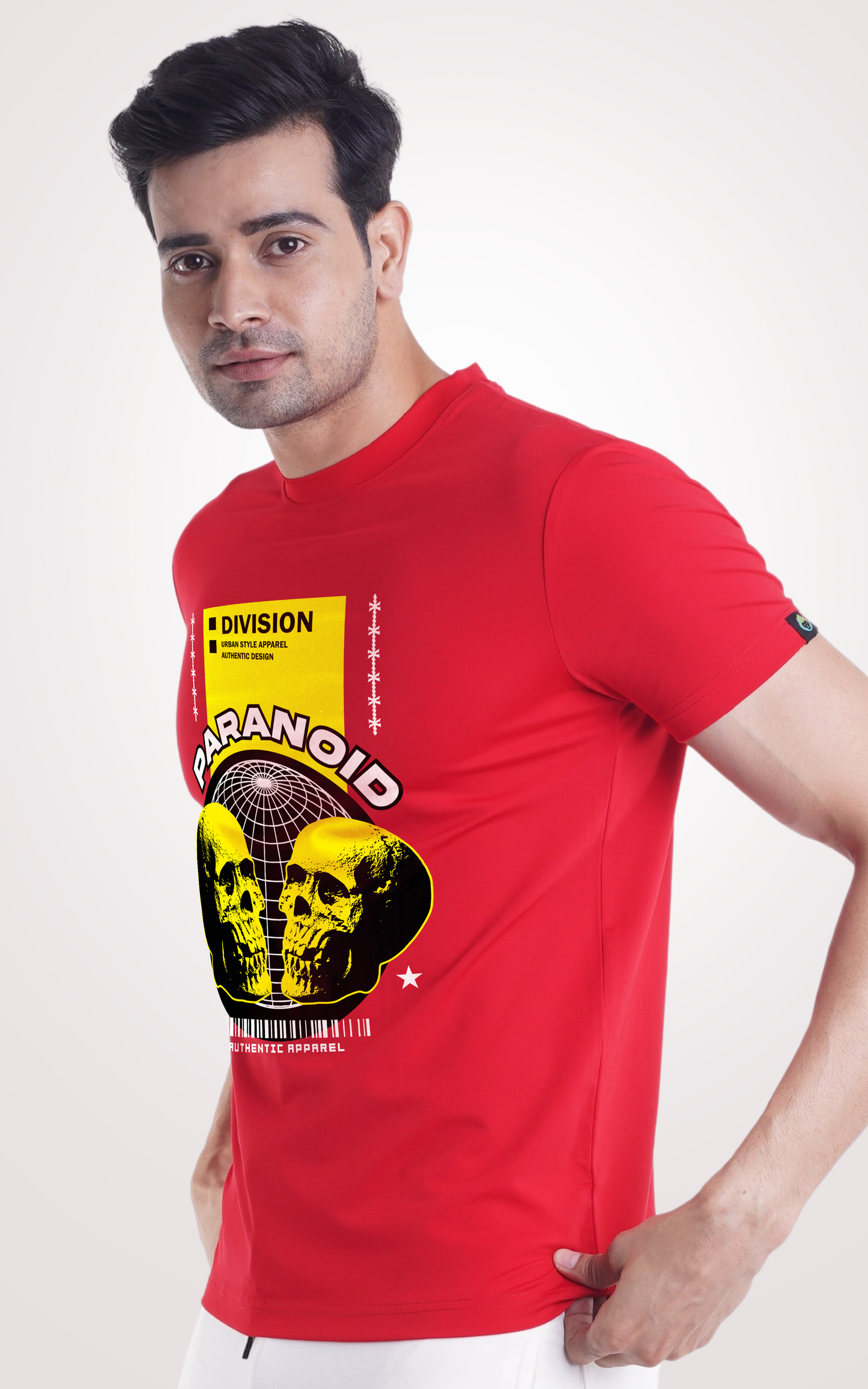 Paranoid Half Sleeves Red T-Shirt