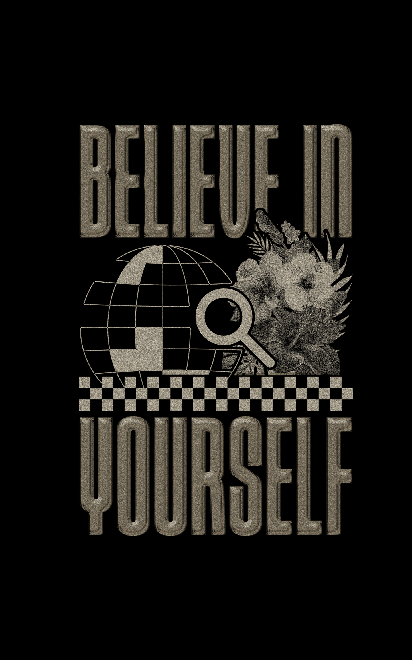 Believe In Yourself Printed Half Sleeves Black T-Shirt