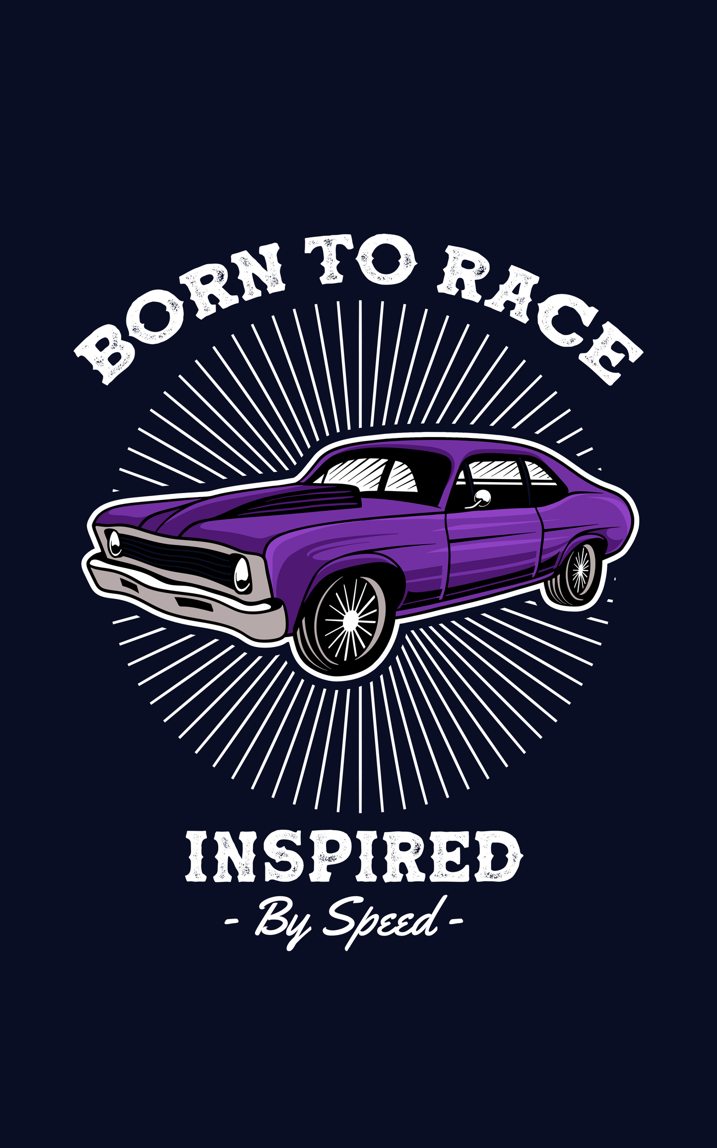 Born To Race Printed Half Sleeves Navy Blue T-Shirt