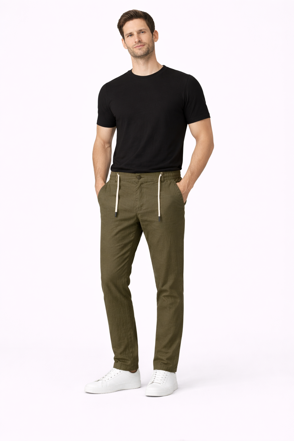 Olive green linen pant