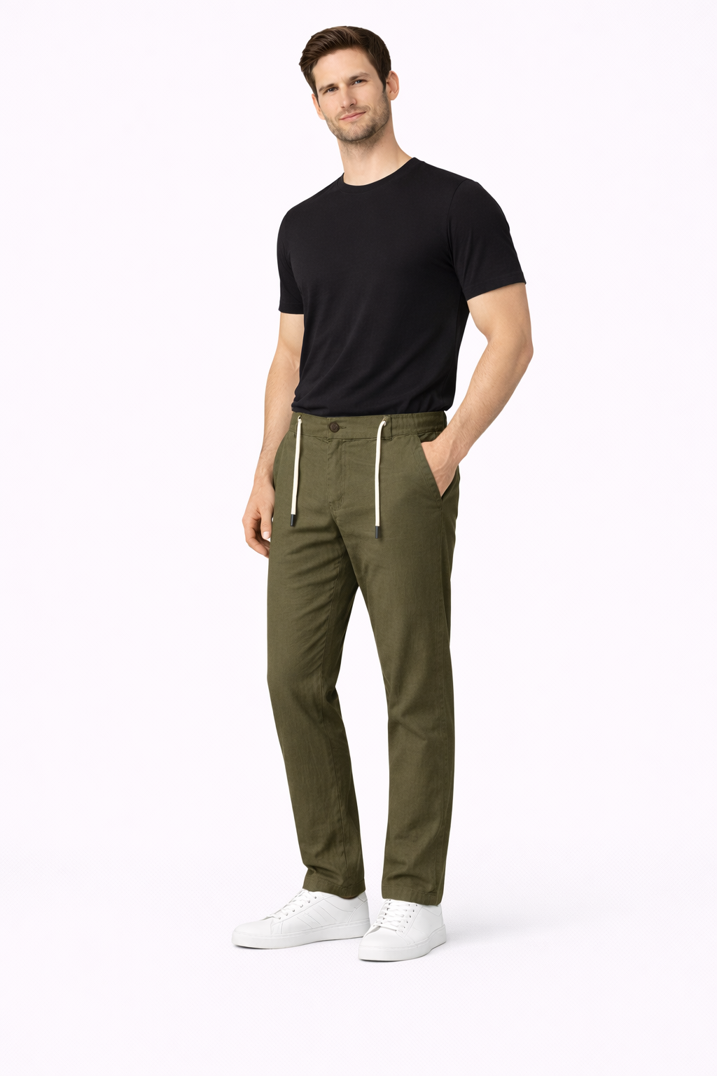 Olive green linen pant