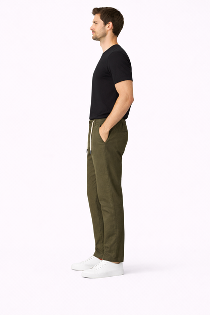 Olive green linen pant