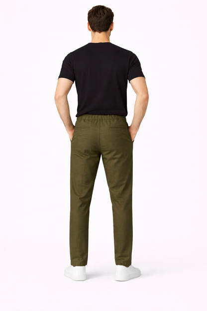 Olive green linen pant