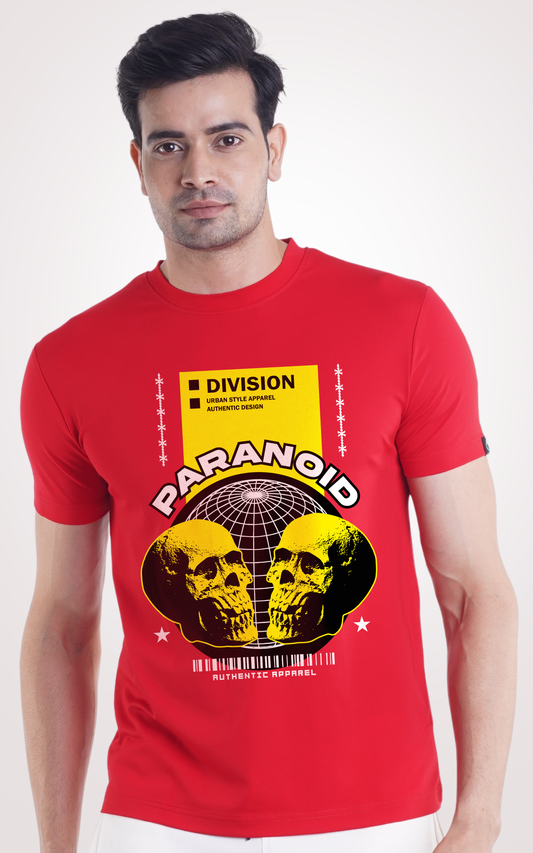 Paranoid Half Sleeves Red T-Shirt