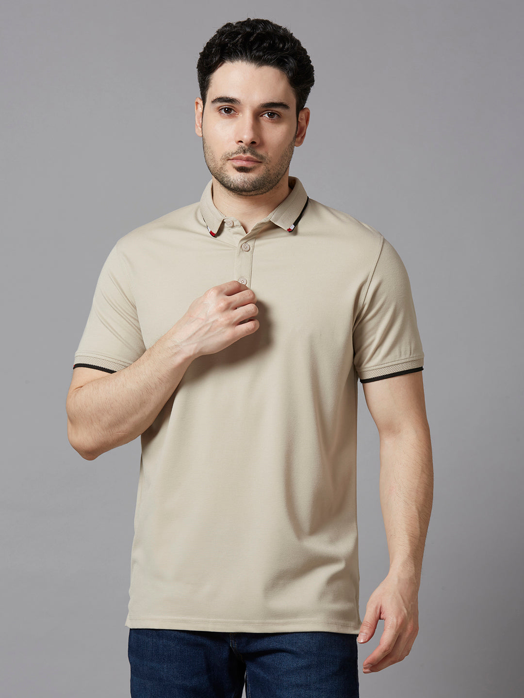 Beige polo t shirt