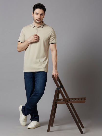 Beige polo t shirt