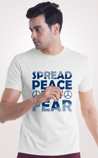 Spread Peace Not Fear Half Sleeves White T-Shirt