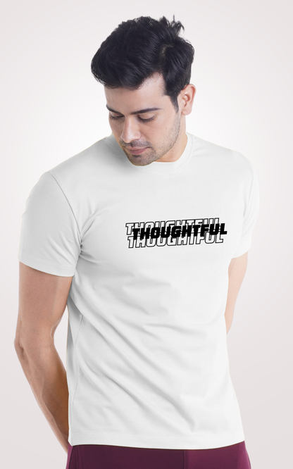 Thoughtful Half Sleeves Black T-Shirt