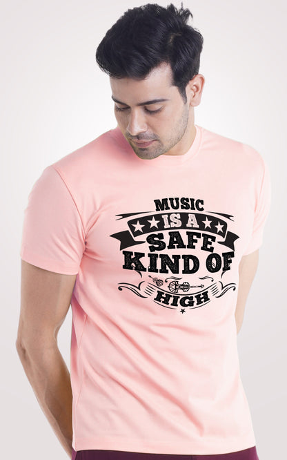 Music is safe kind of High Half Sleeves T-Shirt