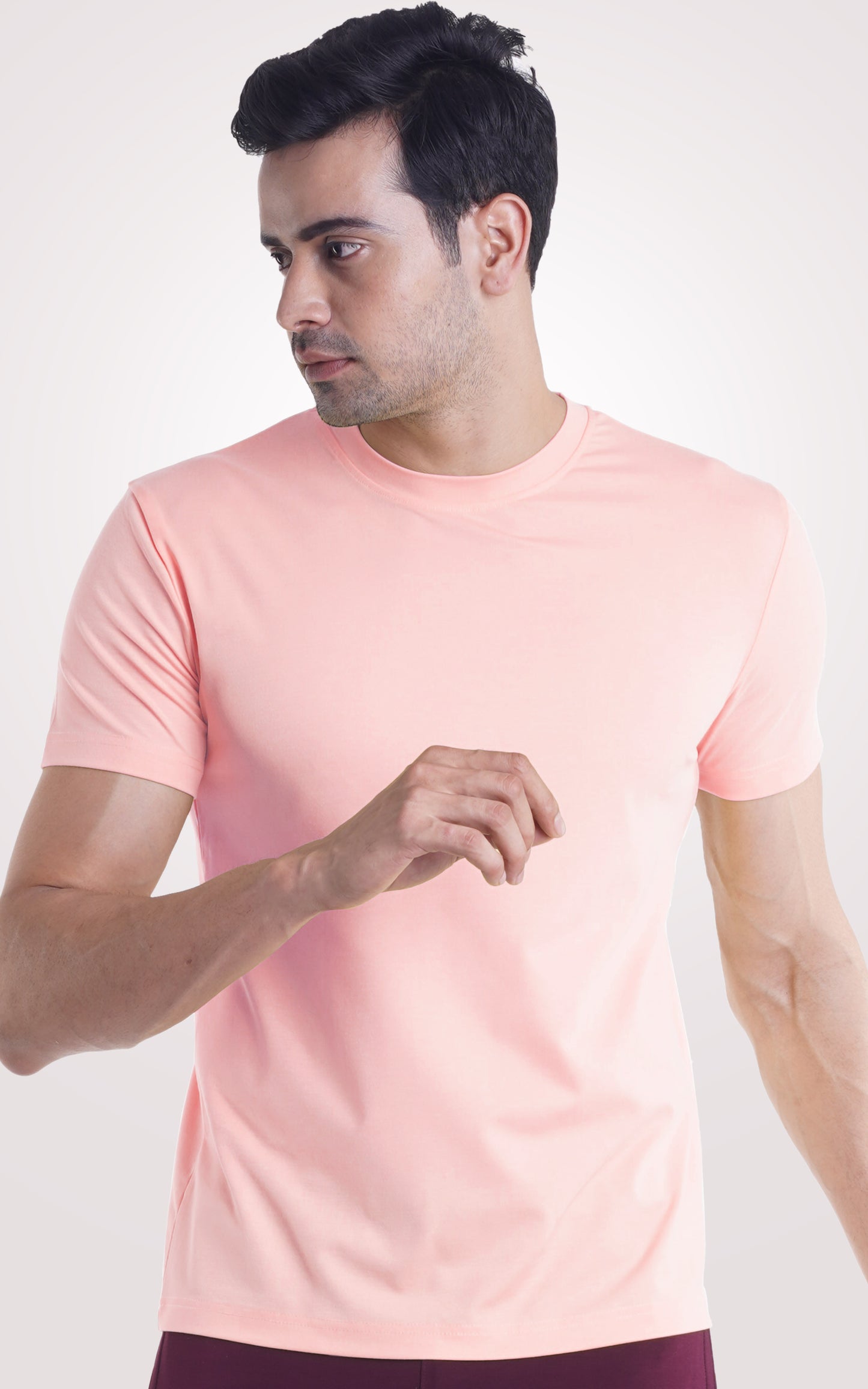 Pink Plain Half Sleeve T-Shirt