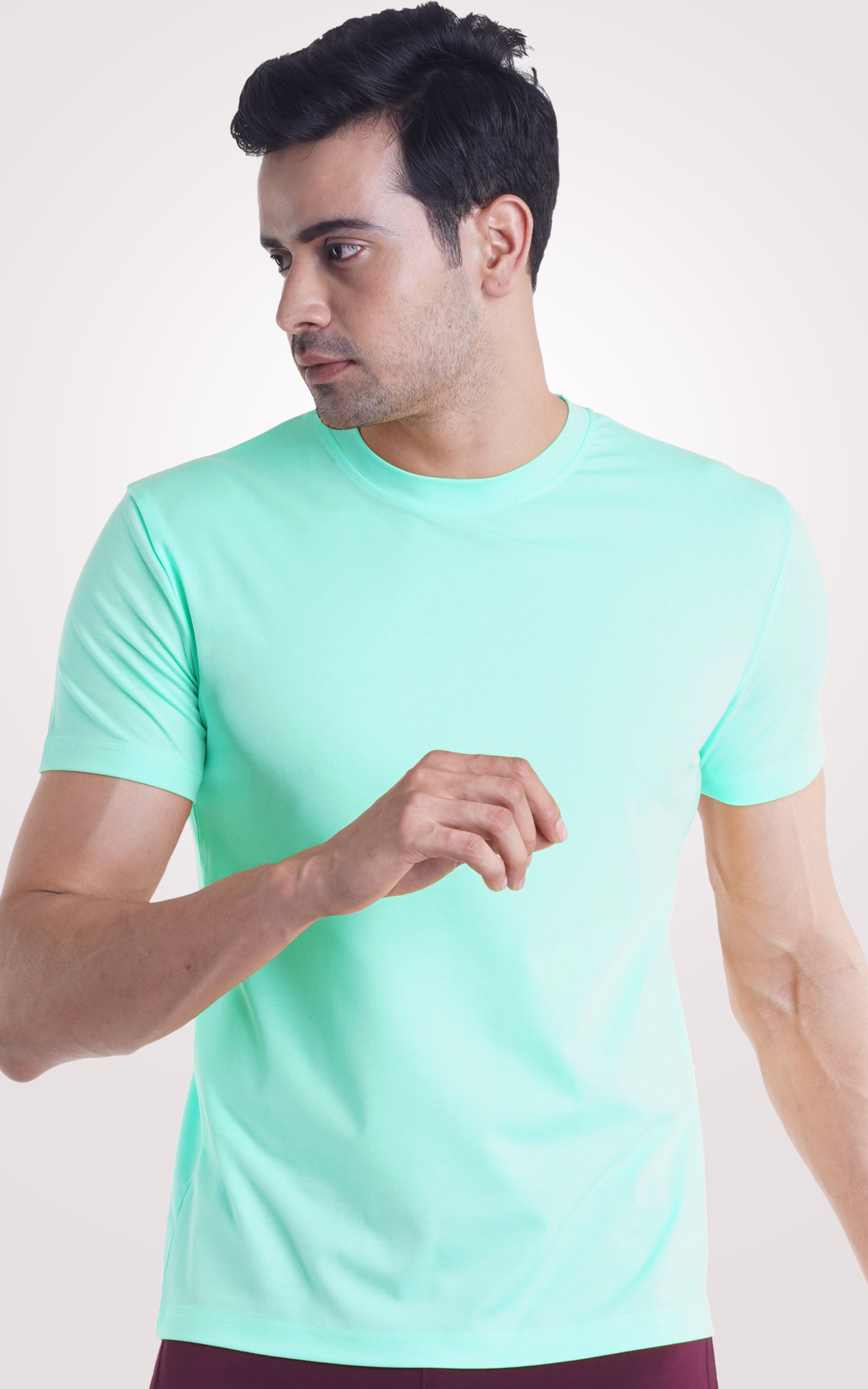 Ocean Blue Plain Half Sleeve T-Shirt