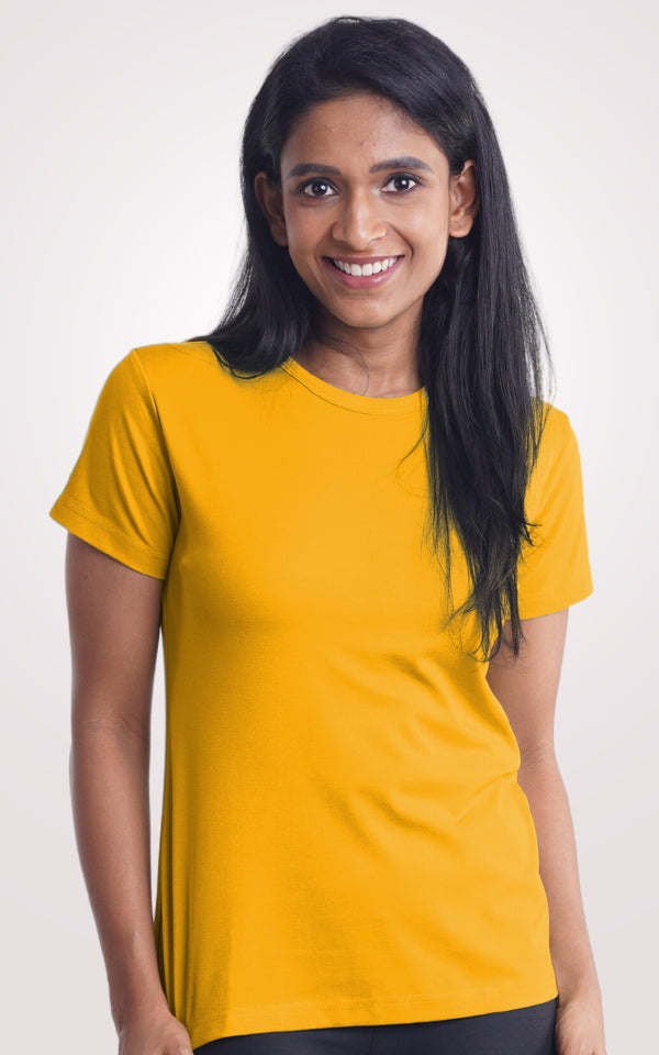 Mustard Yellow Plain t shirt for womens