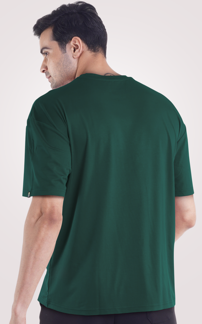Cooldown plain Dark Green Oversized T-Shirt
