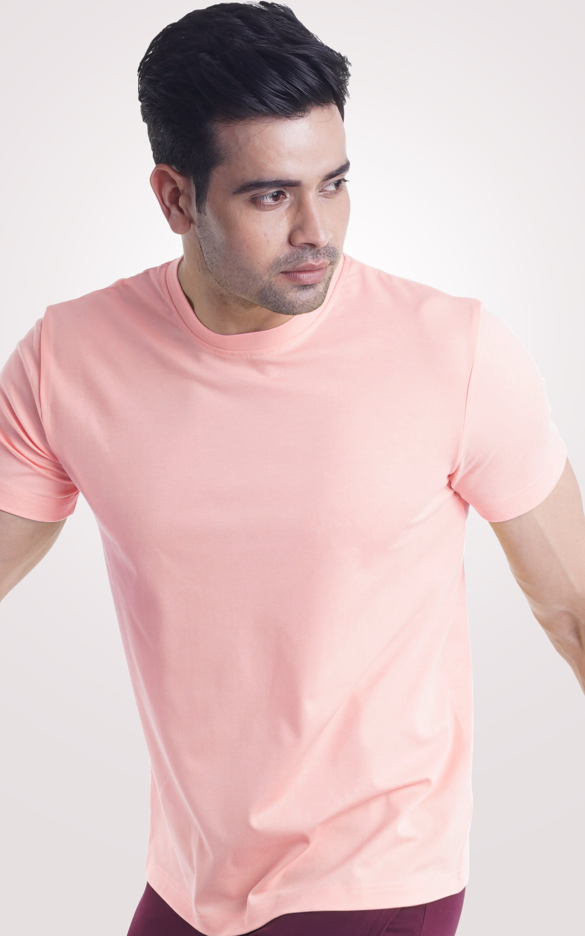 Pink Plain Half Sleeve T-Shirt