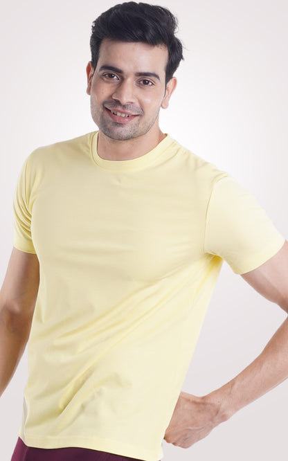 Lemon Yellow Plain Half Sleeve T-Shirt