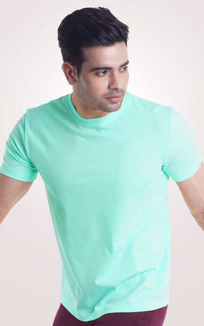 Ocean Blue Plain Half Sleeve T-Shirt