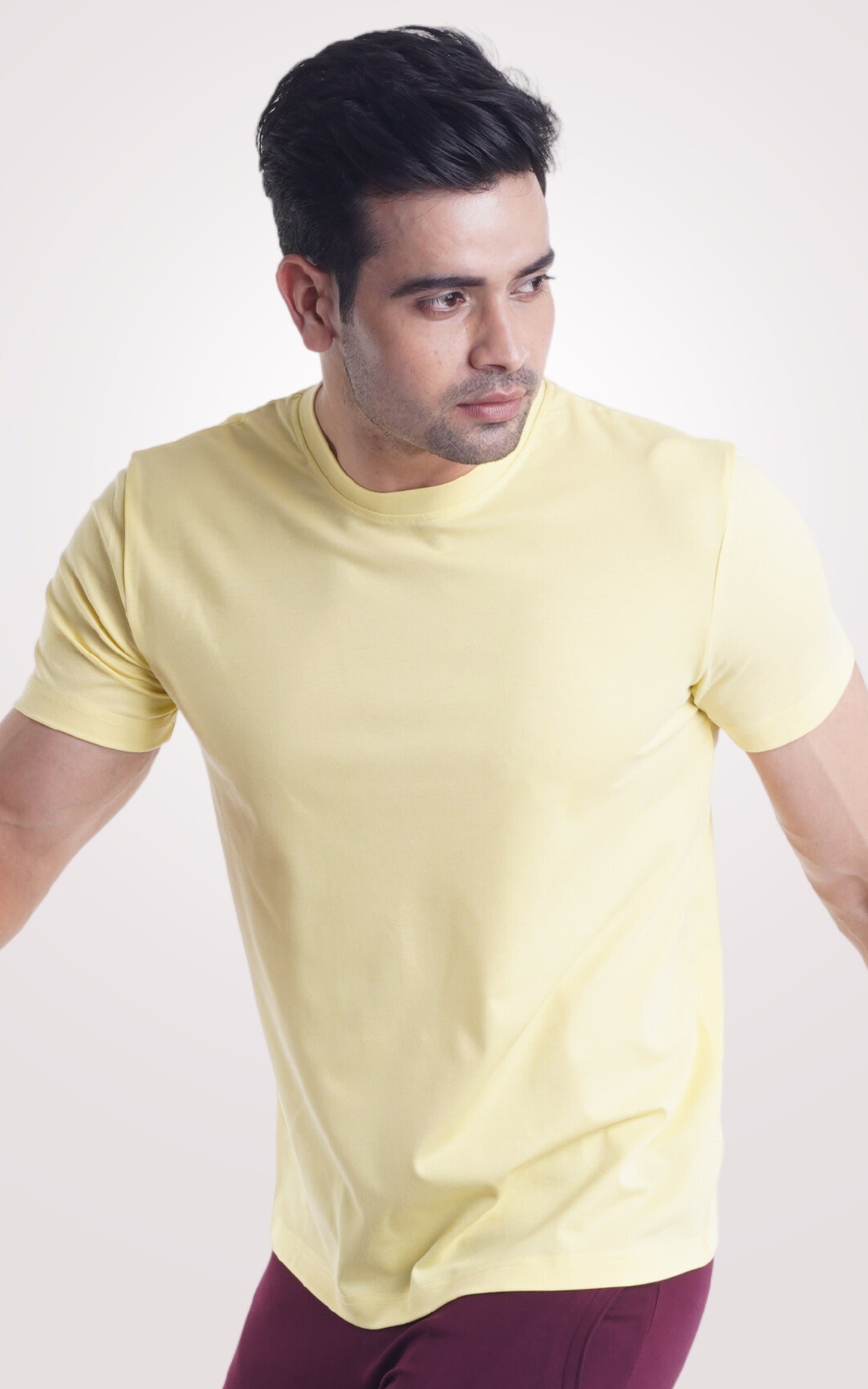 Lemon Yellow Plain Half Sleeve T-Shirt