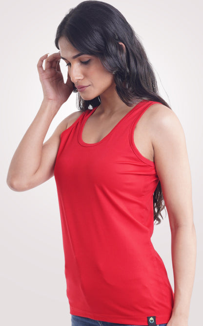 Red Plain Tank Top