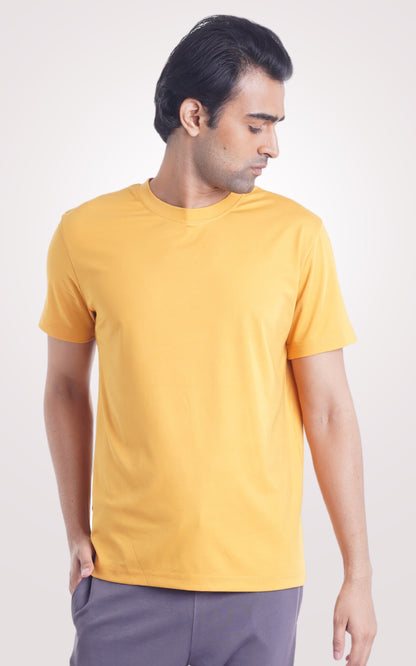 Mustard Yellow Plain Half Sleeve T-Shirt