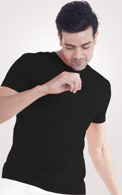 Black Plain Half Sleeve T-Shirt