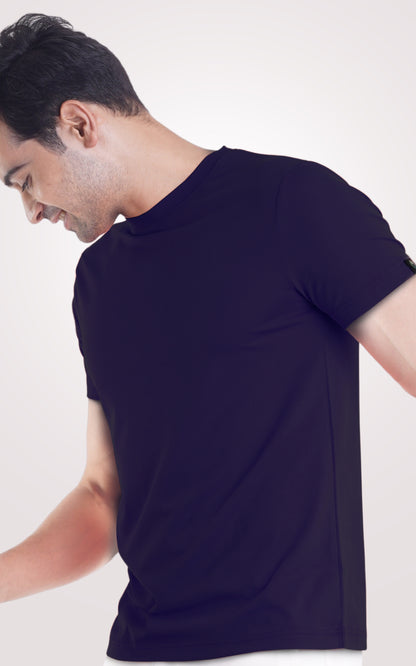 Navy Blue Plain Half Sleeve T-Shirt