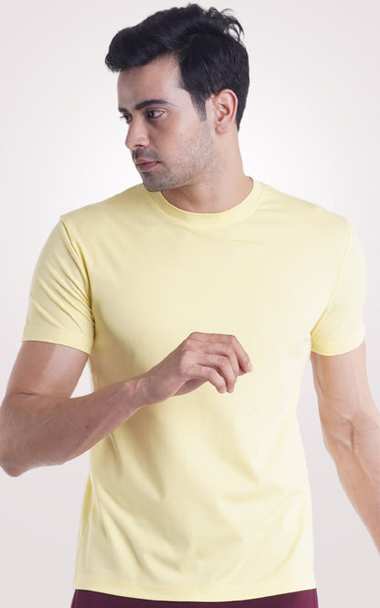 Lemon Yellow Plain Half Sleeve T-Shirt