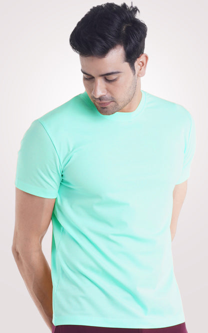 Ocean Blue Plain Half Sleeve T-Shirt