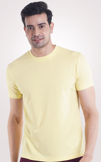 Lemon Yellow Plain Half Sleeve T-Shirt