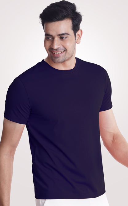 Navy Blue Plain Half Sleeve T-Shirt