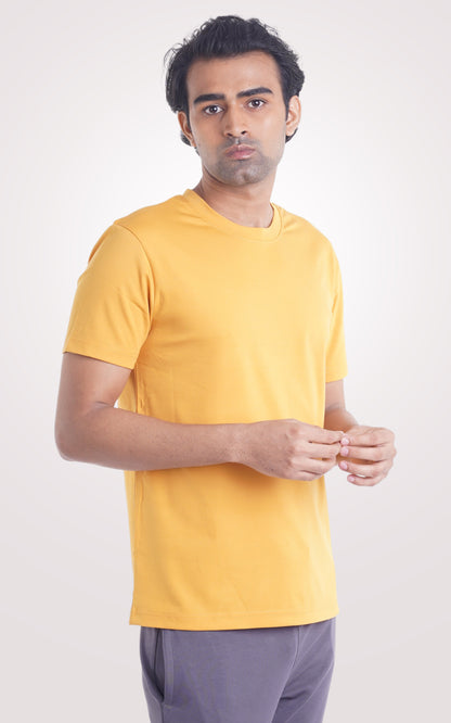 Mustard Yellow Plain Half Sleeve T-Shirt