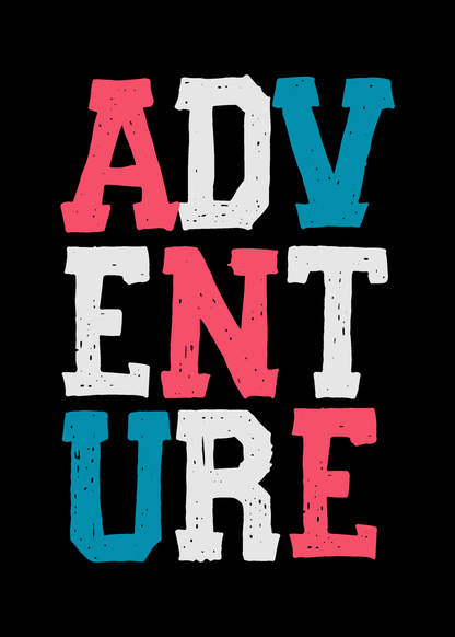 Adventure Black Printed Half Sleeve T-Shirt