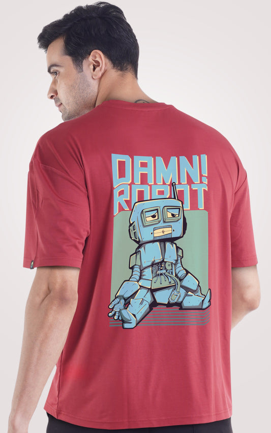 Damn Robot Anime Printed Over Size T-Shirt