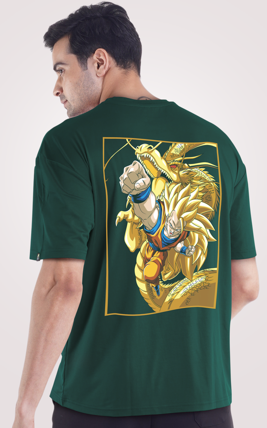 Goku Dragon Dorado Anime Over Size Printed T-Shirt
