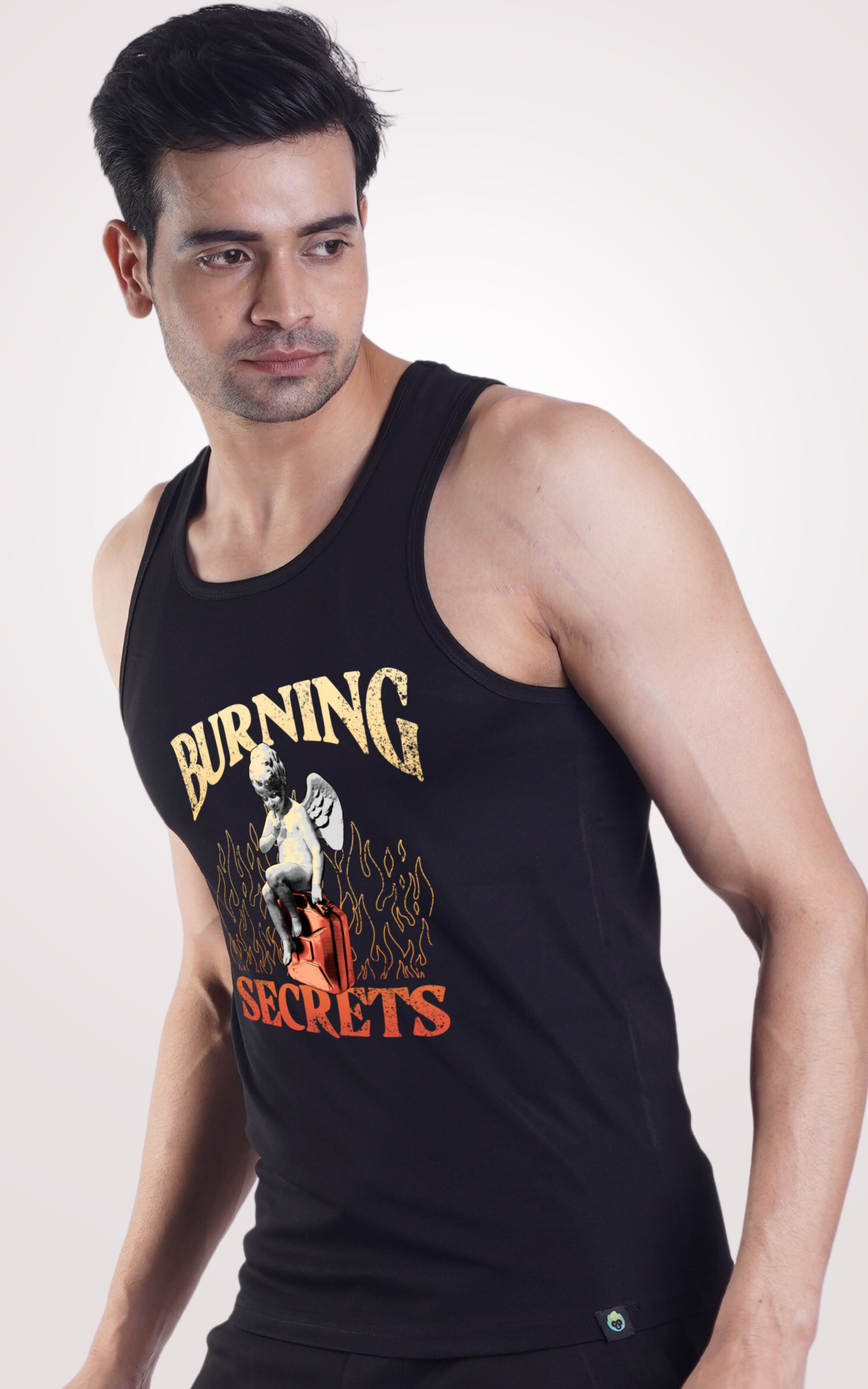 Burning Secret Black Mens Sando