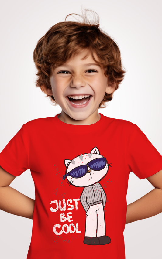 Cool Cat Printed Kid Red T-shirt