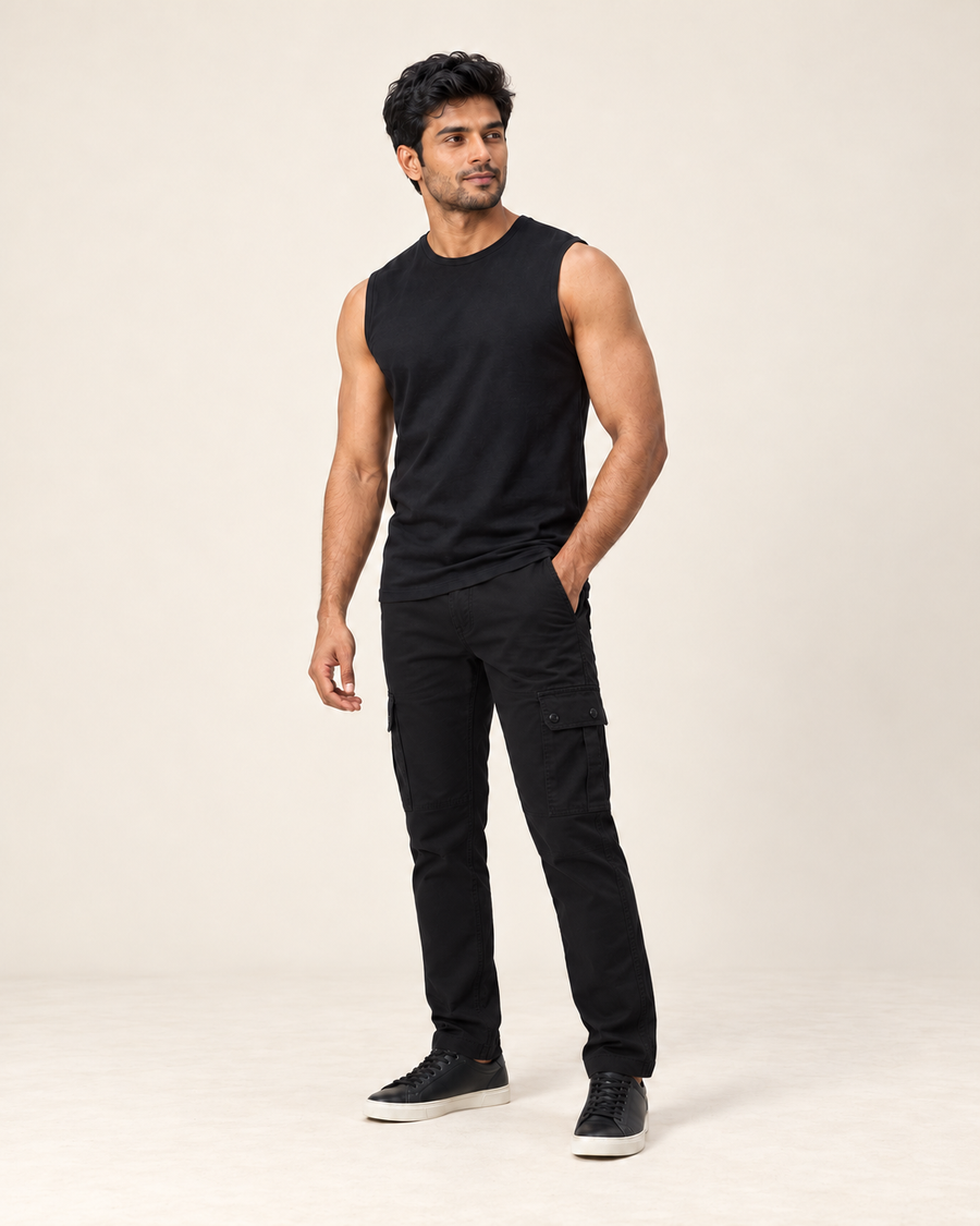 Black joggers on the same Cooldown model