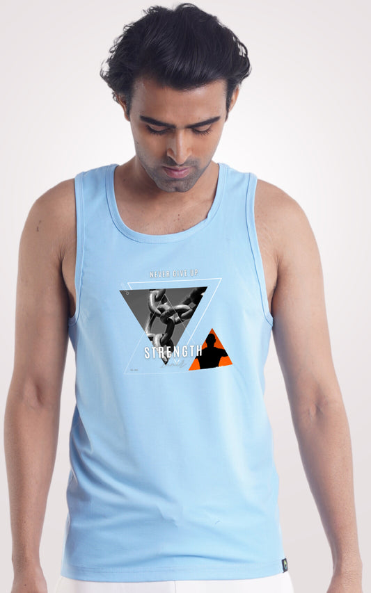 Never Give Up Sky Blue Mens Sando