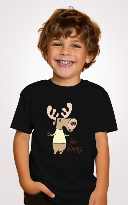 Be Happy Black Kid Tshirt