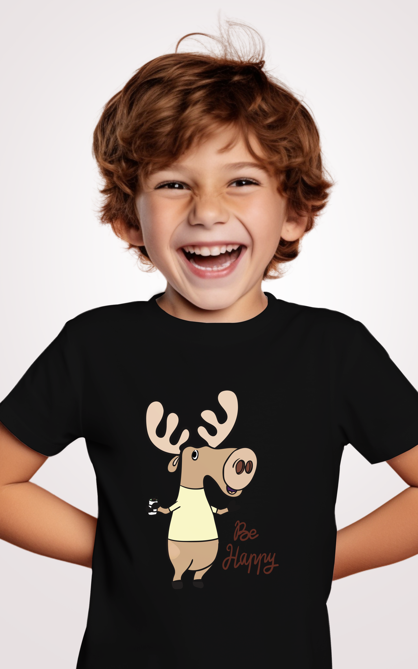 Be Happy Black Kid Tshirt