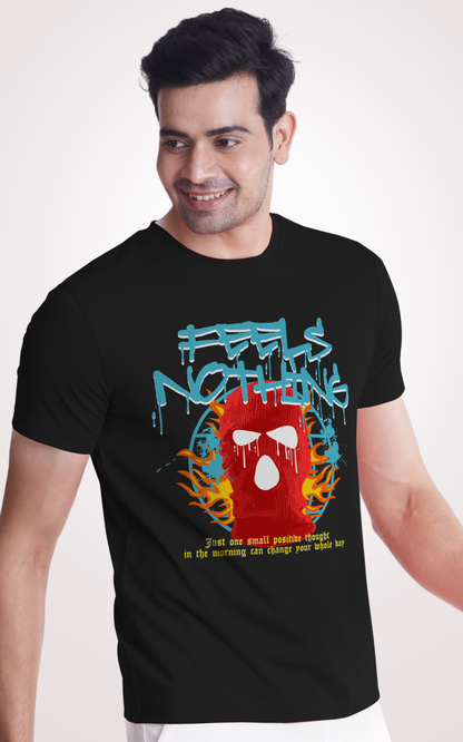 Feel Nothings Half Sleeves Black T-Shirt