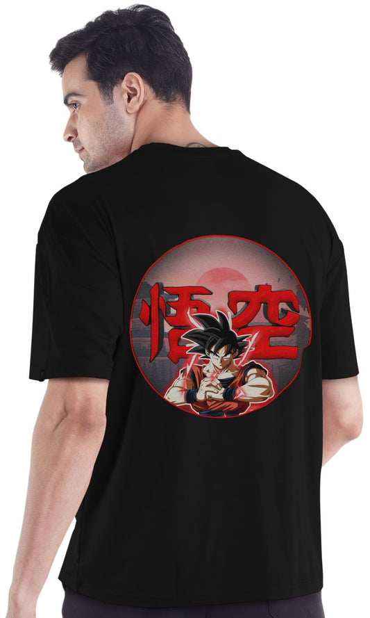 Goku Red Flame Printed Oversized Tshirt