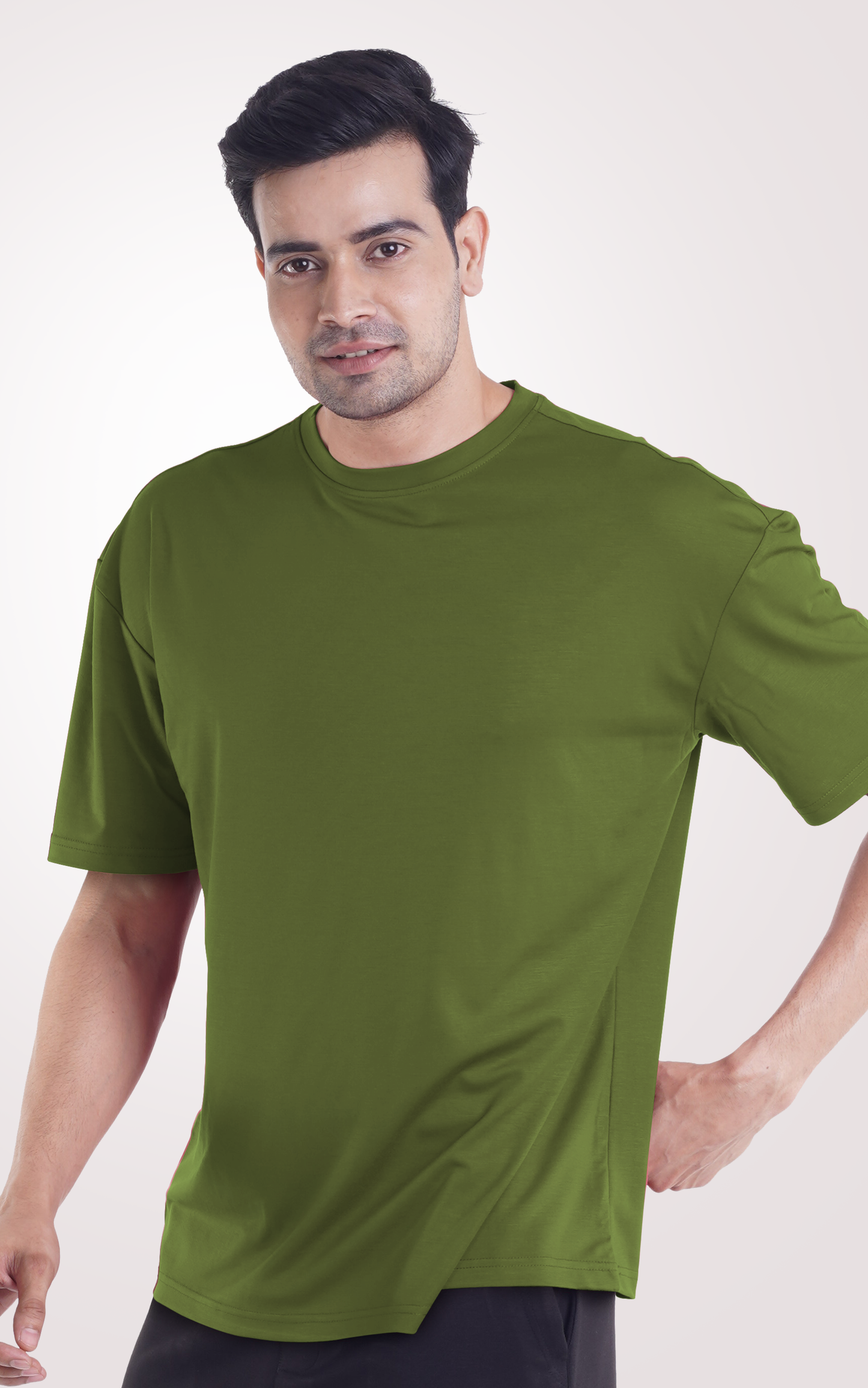 COOLDOWN-Plain Green Over Size T-Shirt